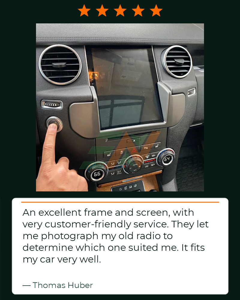 Android head unit Land Rover Discovery 4 vertical infotainment display with OEM integration