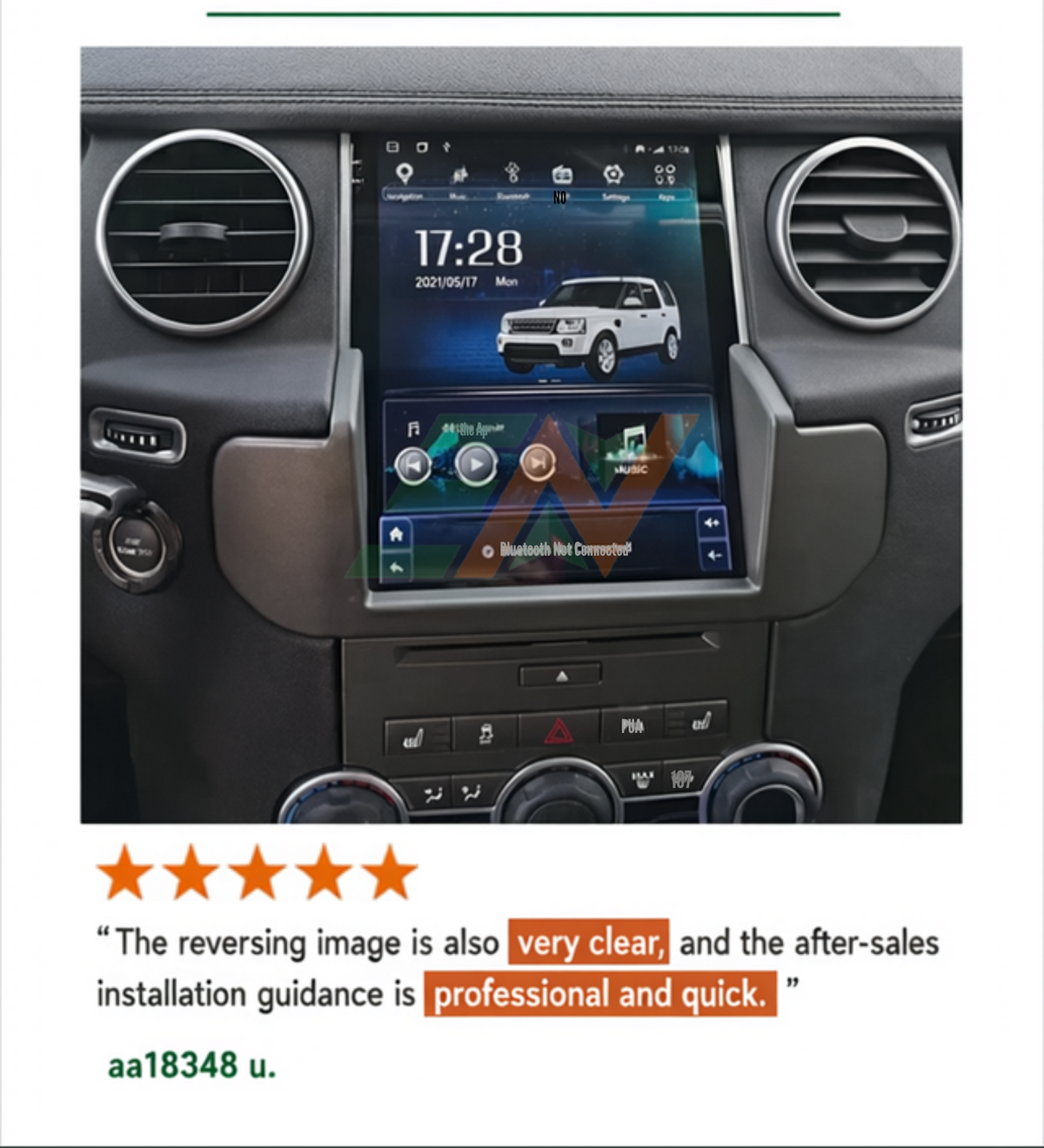 Android head unit Land Rover Discovery 4 vertical infotainment display with home screen UI