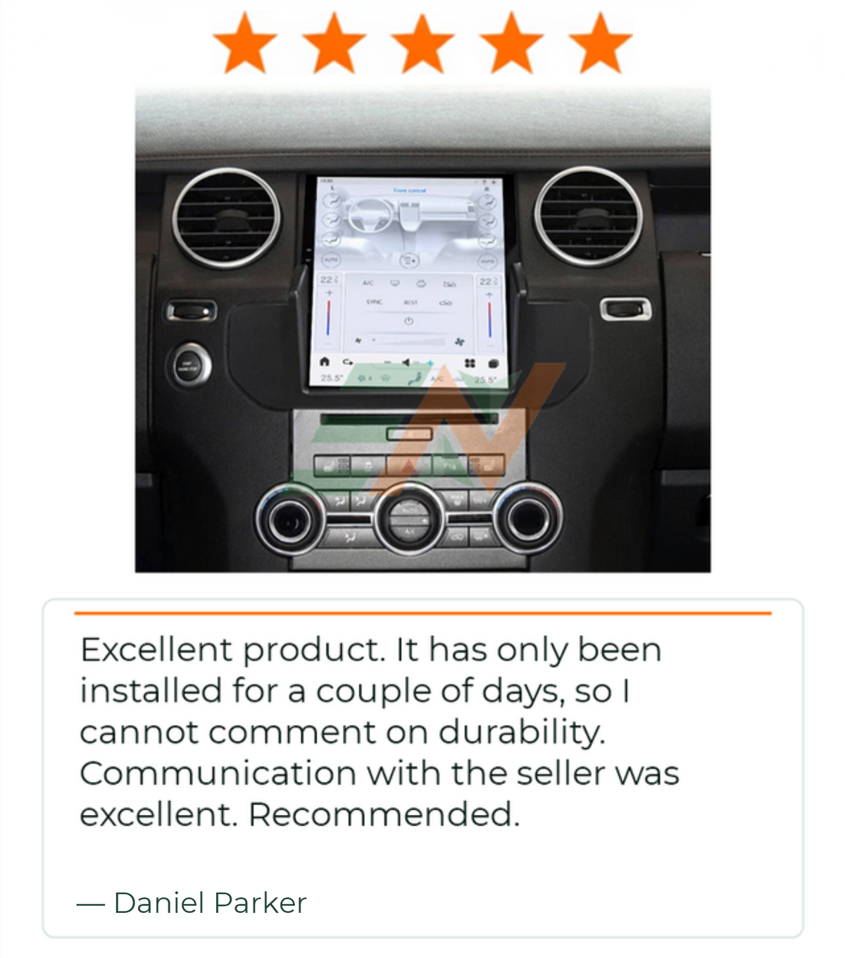 Android head unit Land Rover Discovery 4 vertical infotainment display with climate controls