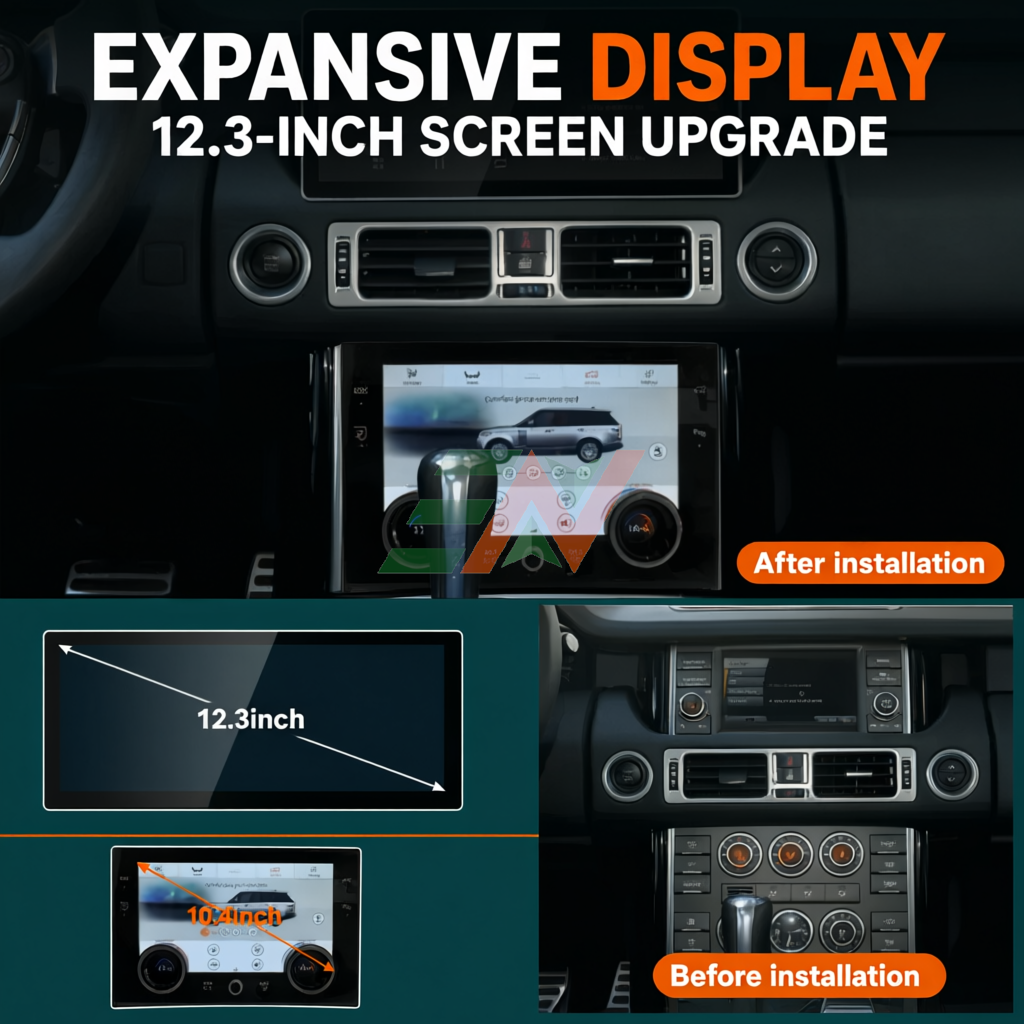 Android head unit for Range Rover Vogue L322 with 12.3-inch Android GPS navigation after installation
