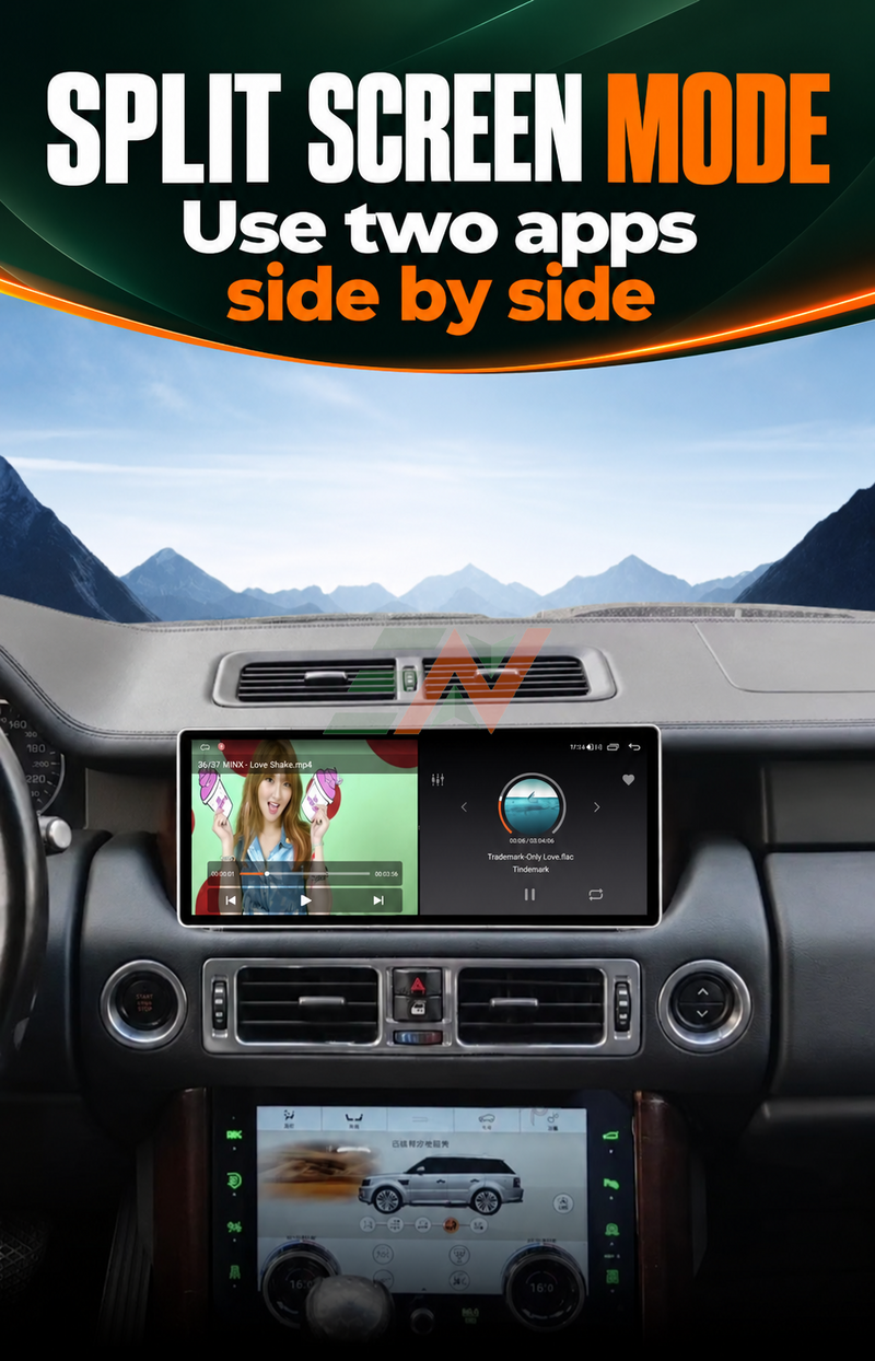 Android head unit for Range Rover Vogue L322 with multitasking operation split screen