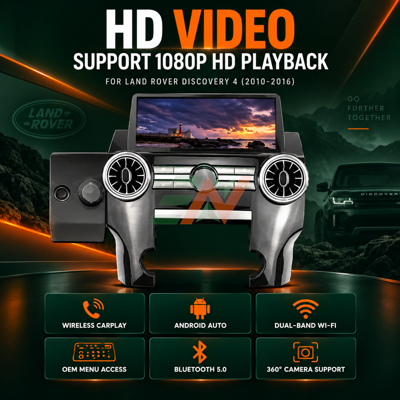 Android Infotainment Head Unit Upgrade for Land Rover Discovery 4 with built-in wireless CarPlay and Android Auto features
