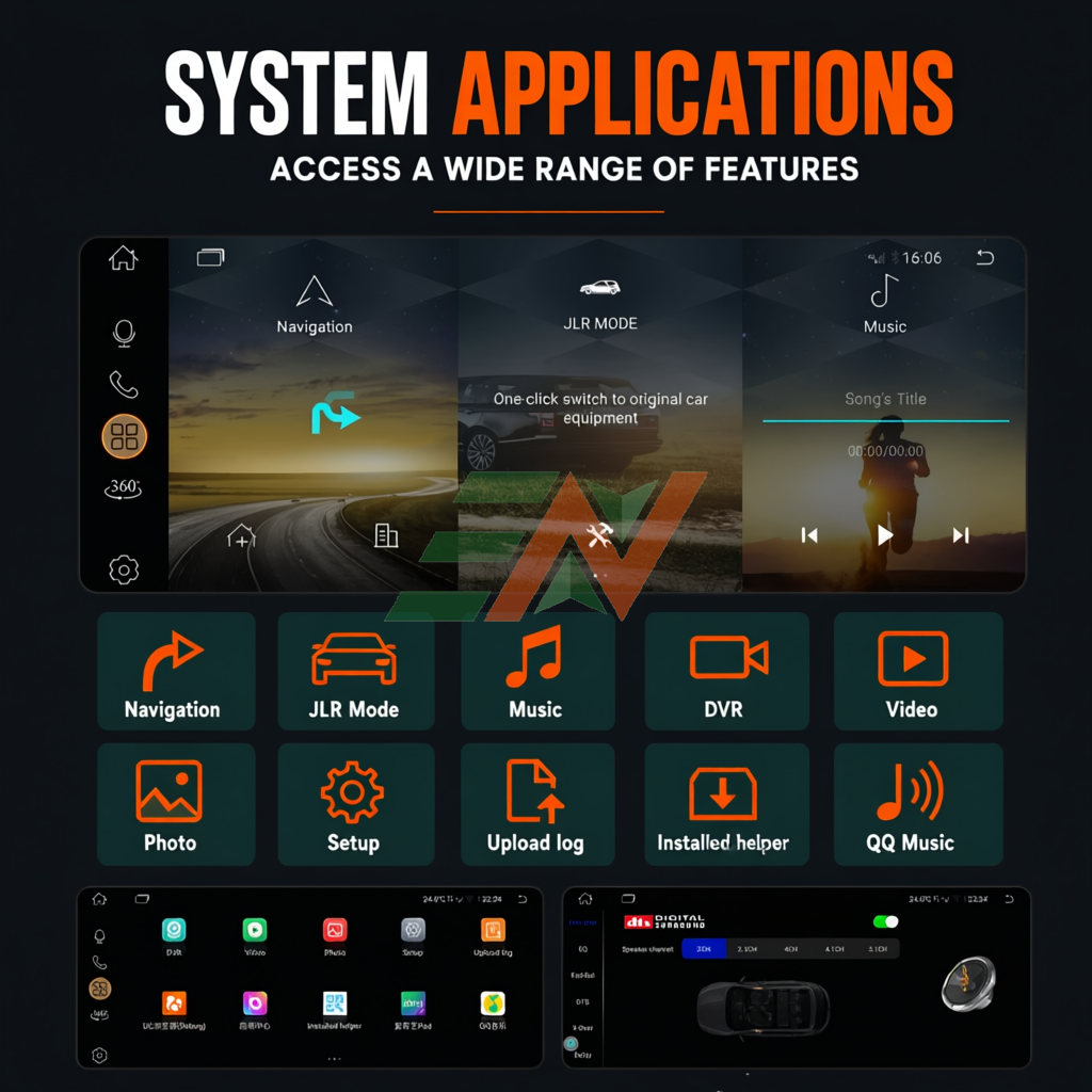 Android Infotainment Screen for Land Rover Discovery 4 with multiple UI display applications