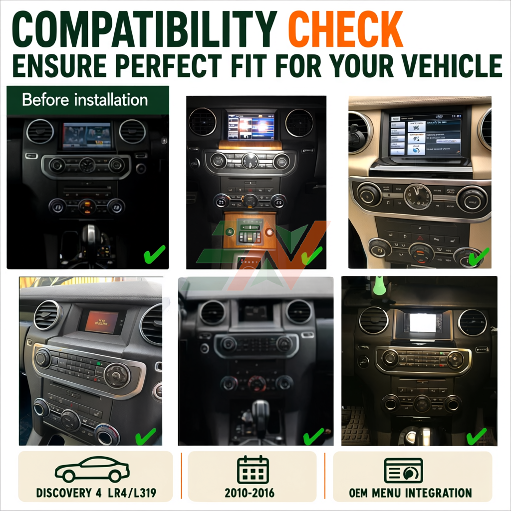 Android Infotainment Screen upgrade for Land Rover Discovery 4 with OEM Menu access system compatibility check