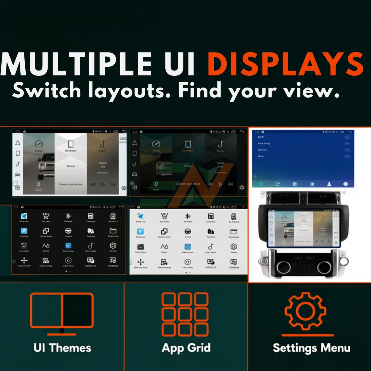 Android infotainment system Land Rover Discovery 4 multiple UI display layouts