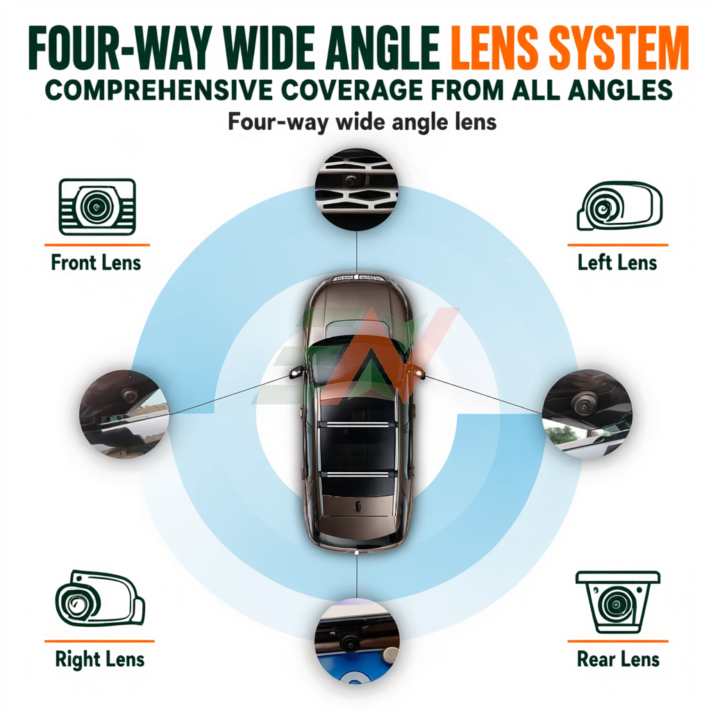 Backup camera system Land Rover Discovery 4 360-degree view with four-way wide angle lens system