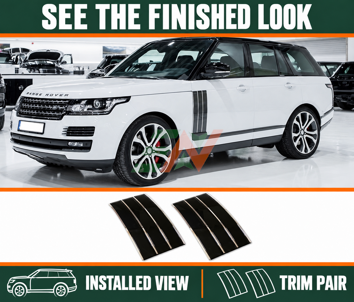 Chrome Side Door Air Fender Vent Kit for the Land Rover Range Rover Vogue L405