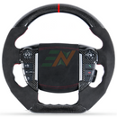 Custom Alcantara Carbon Fiber Steering Wheel for Land Rover Discovery 4 with suede leather type and red stitching