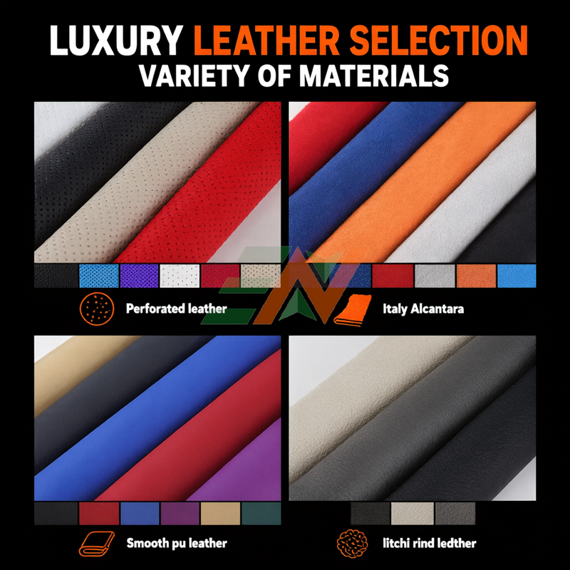 Customized LED Carbon Fiber Racing Steering Wheel Land Rover Discovery 4 leather type option swatches