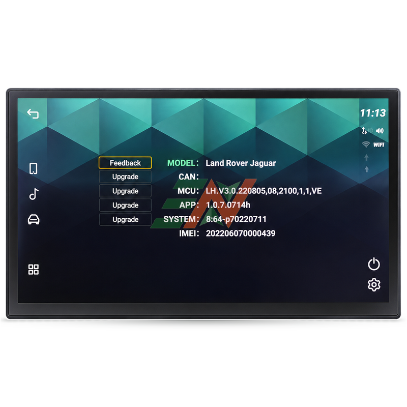 Dash touch screen Android head unit display for Range Rover Vogue L405 with system information and upgrade options