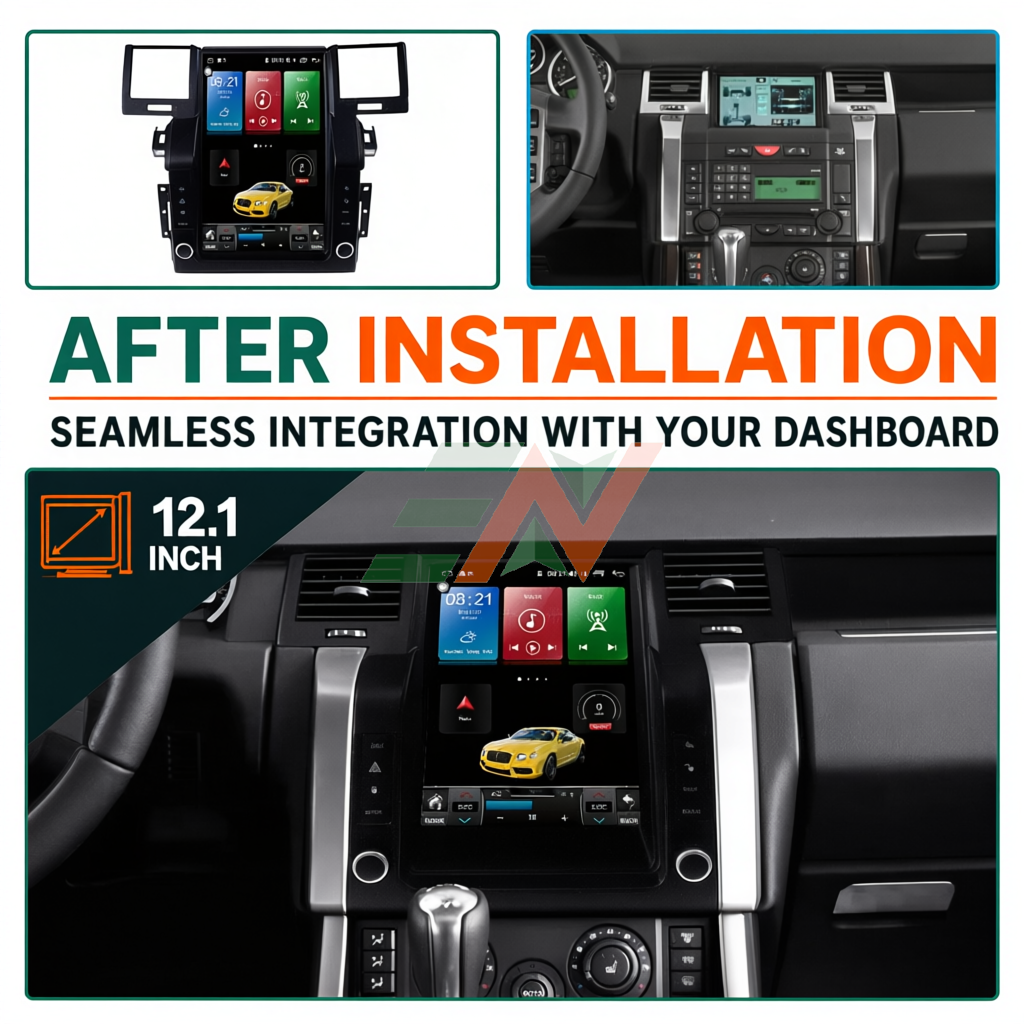 Dash Touch Screen Android Head Unit for Range Rover Sport L320 12.1 inch Android display after installation