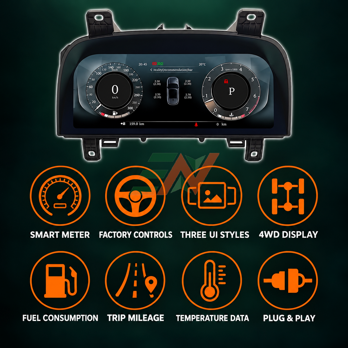 digital instrument cluster for Range Rover Sport L320 with 12.3-inch screen display and multiple UI styles