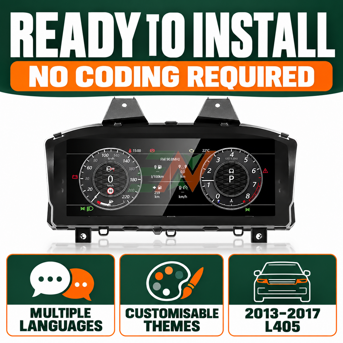 digital instrument cluster Range Rover Vogue L405 customizable digital display with multiple UI styles