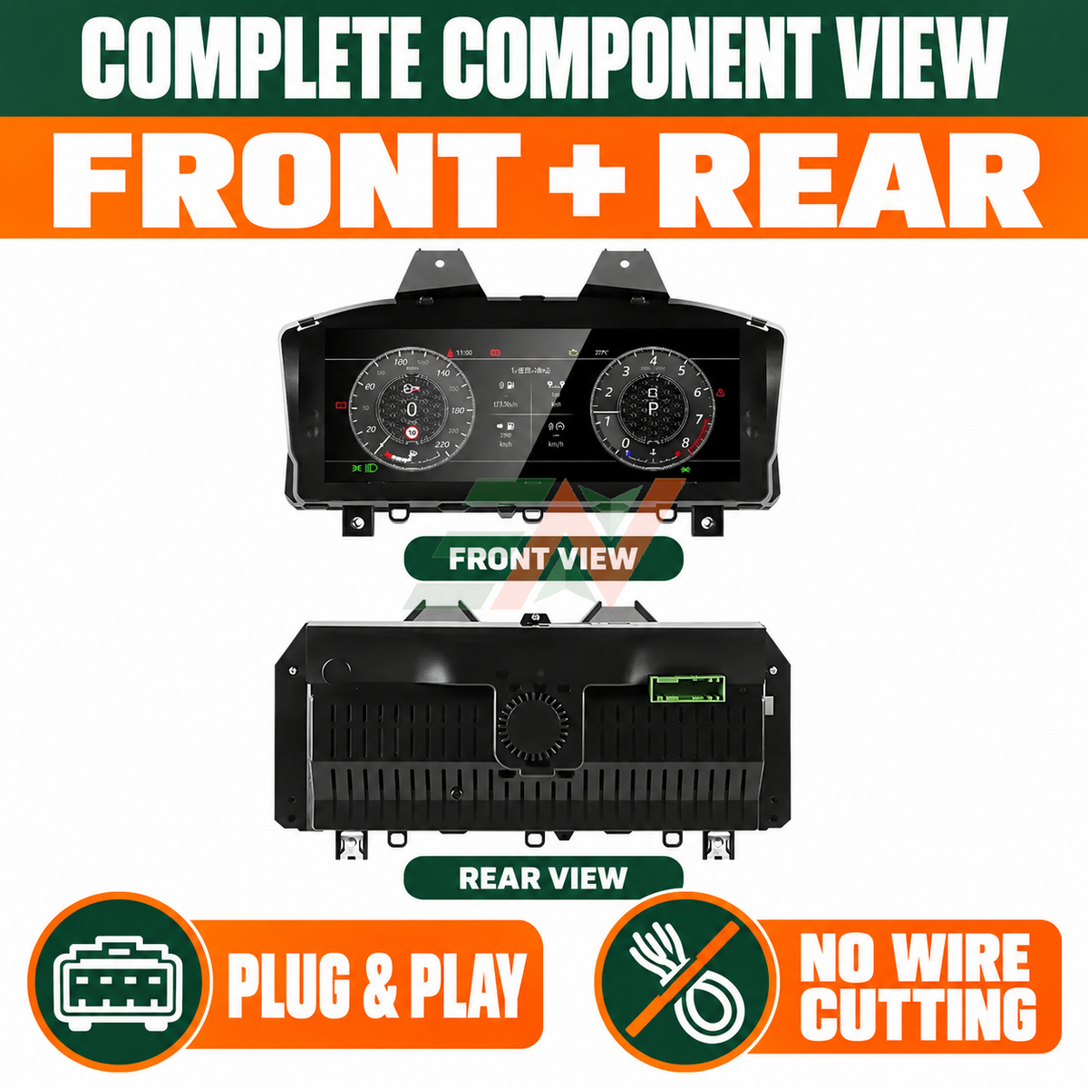 digital instrument cluster Range Rover Vogue L405 LCD digital instrument cluster front and rear view