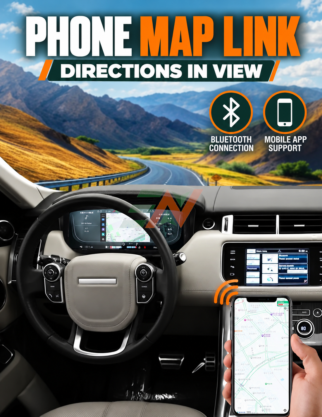 digital instrument cluster Range Rover Vogue L405 LCD digital instrument cluster with phone map link directions in view