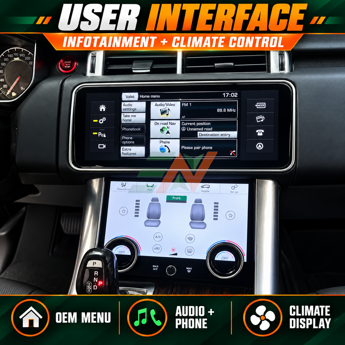 Head Unit Display for Range Rover Vogue L405 with Car OEM Menu synchronization and climate control interface