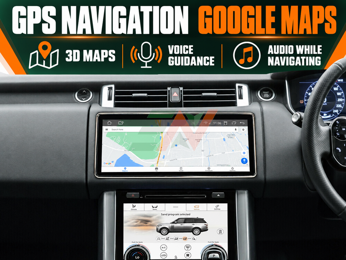 Head Unit Display for Range Rover Vogue L405 with Google Maps navigation with 3D mapping and turn-by-turn directions