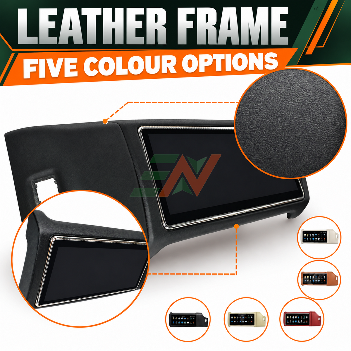 Head Unit Display for Range Rover Vogue L405 with leather frame construction and five color options