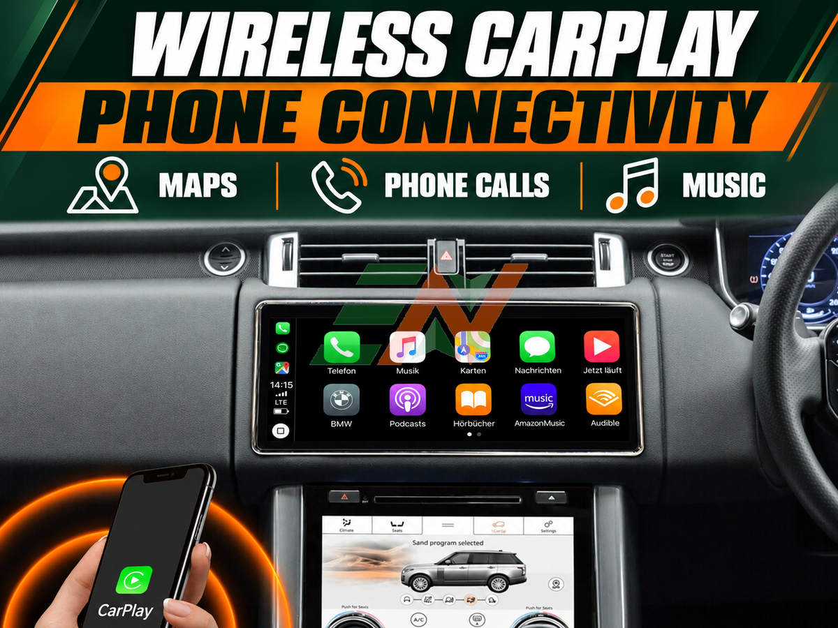 Head Unit Display for Range Rover Vogue L405 with wireless CarPlay phone connectivity for maps calls and music