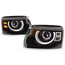 Headlamp for Land Rover Discovery 4 with dual-beam functions and integrated daytime running lamps