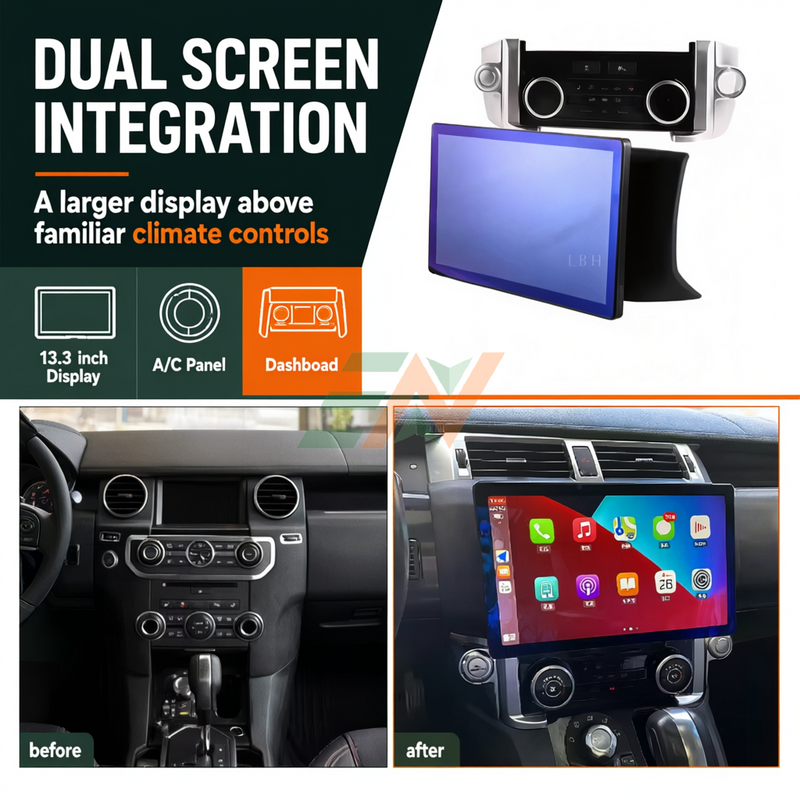 Infotainment System Land Rover Discovery 4 AC panel integration with original climate controls