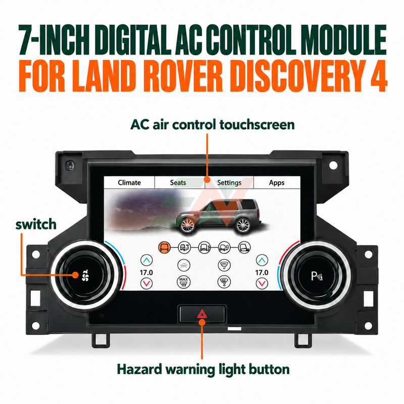 Land Rover Discovery 4 AC control module climate control panel with rotary controls and hazard button