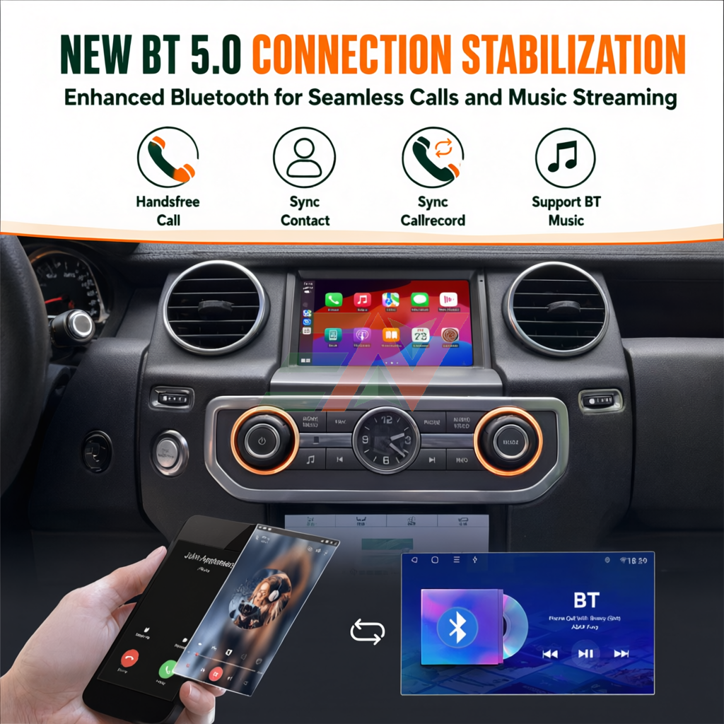 Land Rover Discovery 4 Android car radio head unit with Bluetooth 5.0 for calls and music streaming