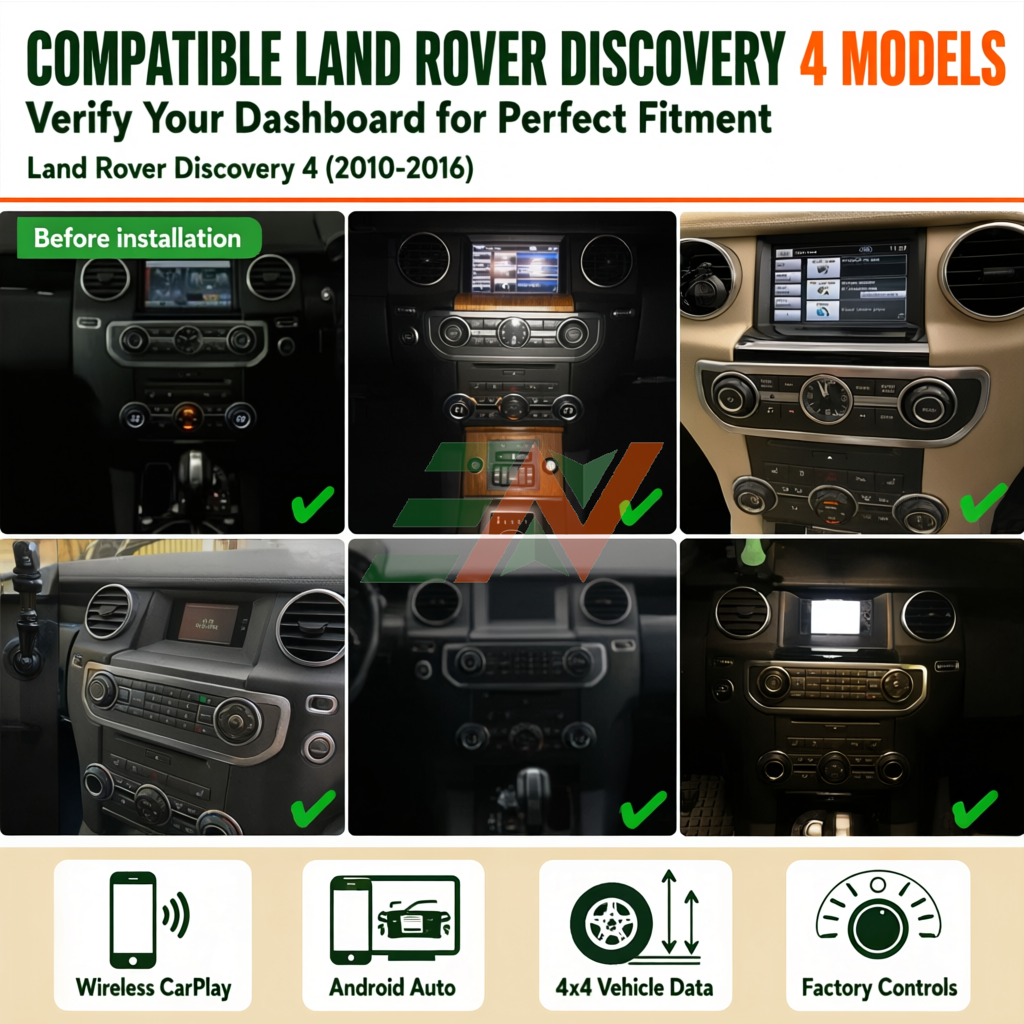 Land Rover Discovery 4 Android car radio head unit dashboard design maintenance - multiple OEM style dashboards