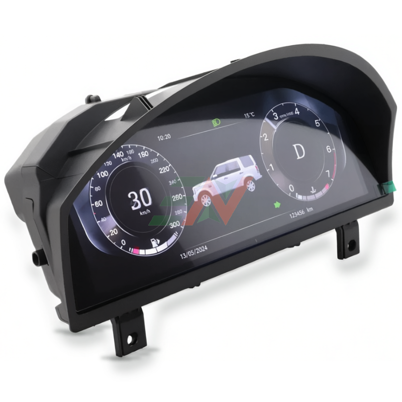 Land Rover Discovery 4 digital instrument cluster - angled housing and gauge interface
