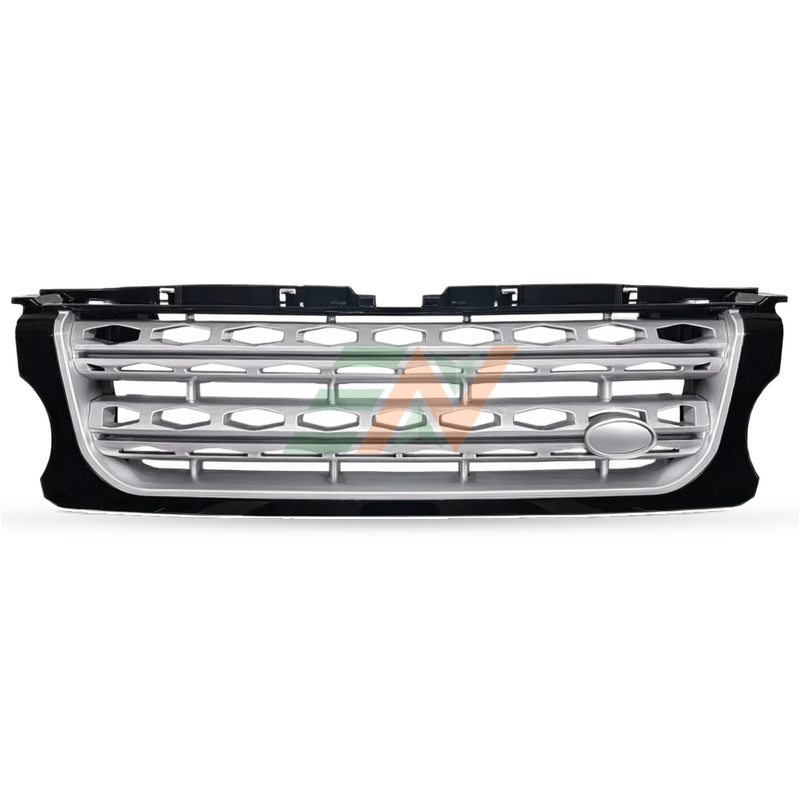 Rejilla de parachoques delantero Land Rover Discovery 4 con marco negro con adornos plateados