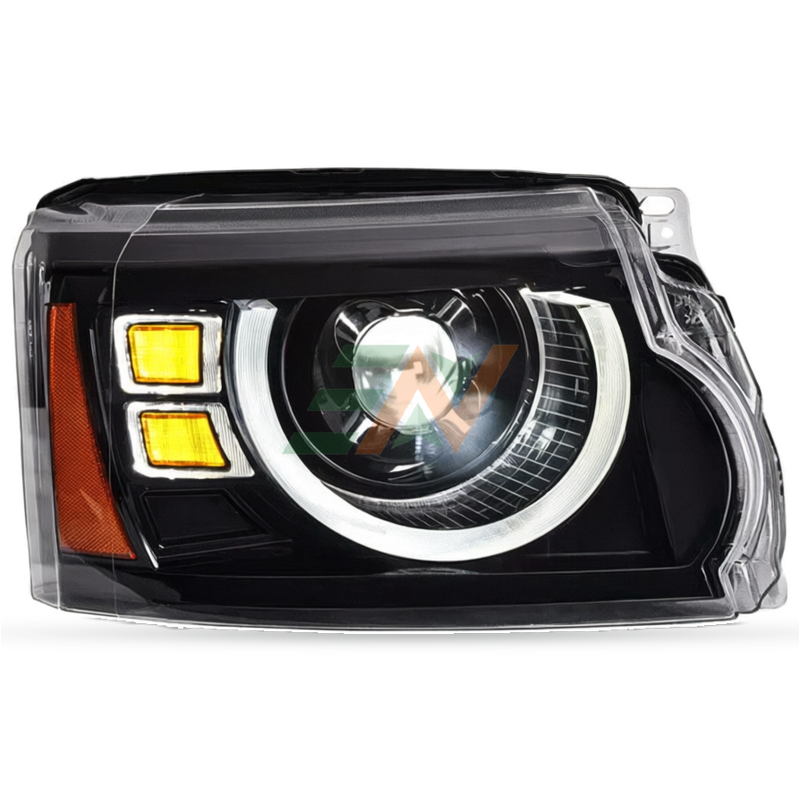Land Rover Discovery 4 LED Conjunto de faros con tiras blancas LED para luces de circulación diurna y intermitentes secuenciales amarillos
