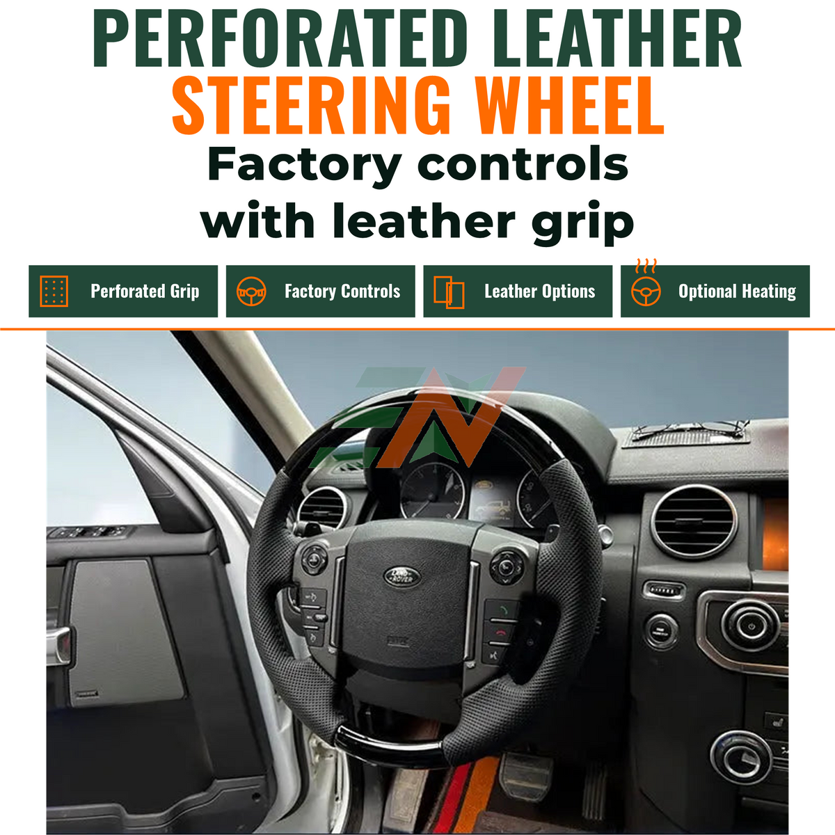 Mahogany Wood Steering Wheel for Land Rover Discovery 4 L319 with optional heating function and factory controls