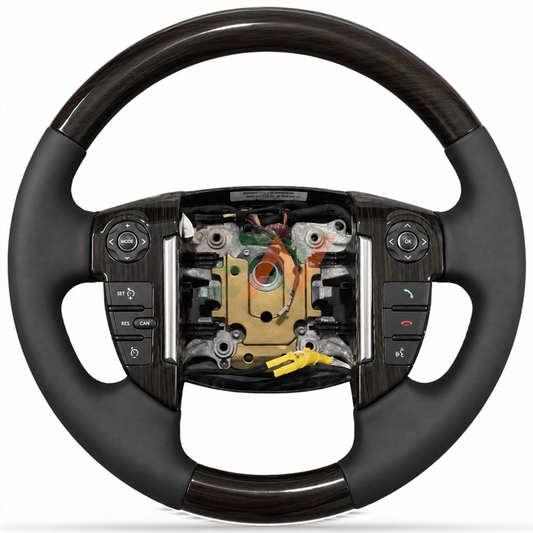 Volante de madera de caoba para Land Rover Discovery 4 L319 con secciones de madera superior e inferior