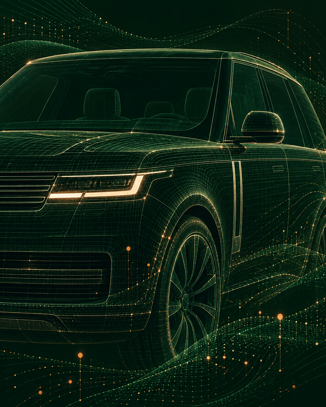 Technical illustration of a Range Rover L460 with vehicle compatibility connection lines