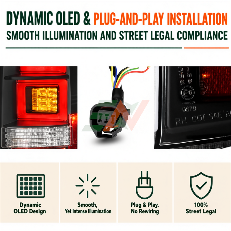 Vehicle headlamp plug and play upgrade replacement for Land Rover Discovery 4 OLED tail light lamps with wiring harness