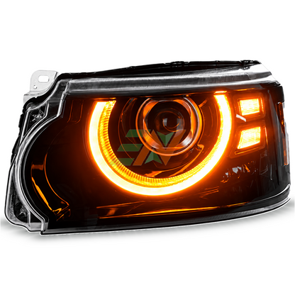 Actualización Plug And Play de faros delanteros de vehículo Range Rover Sport L320 diseño de luz de anillo ámbar
