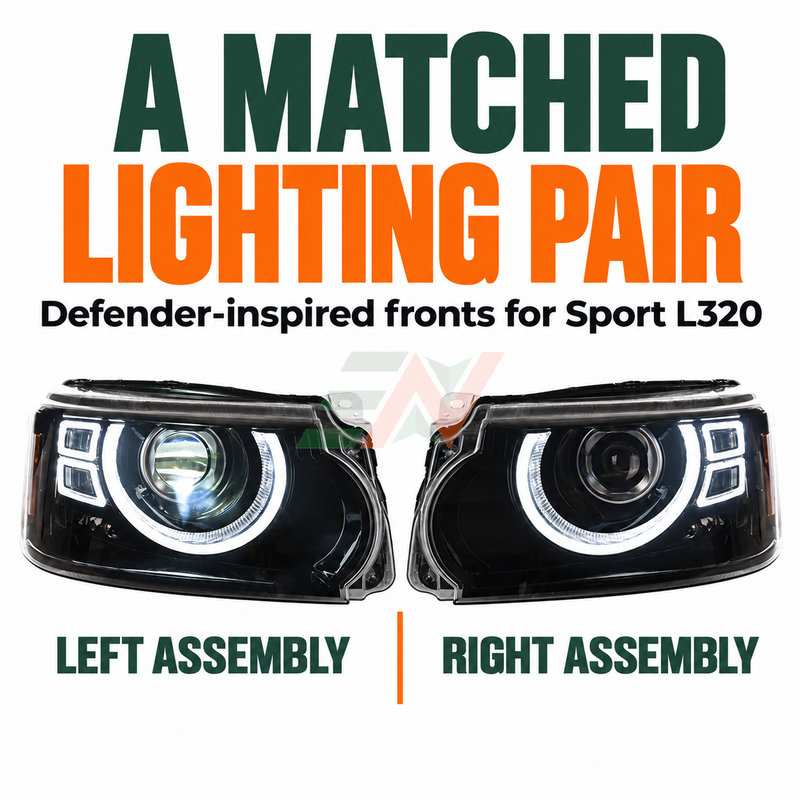 Vehicle Headlamp Plug And Play Upgrade Range Rover Sport L320 matched left right headlights with white ring light design
