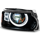 Vehicle headlamp plug and play upgrade for Range Rover Sport L320 with white ring light design