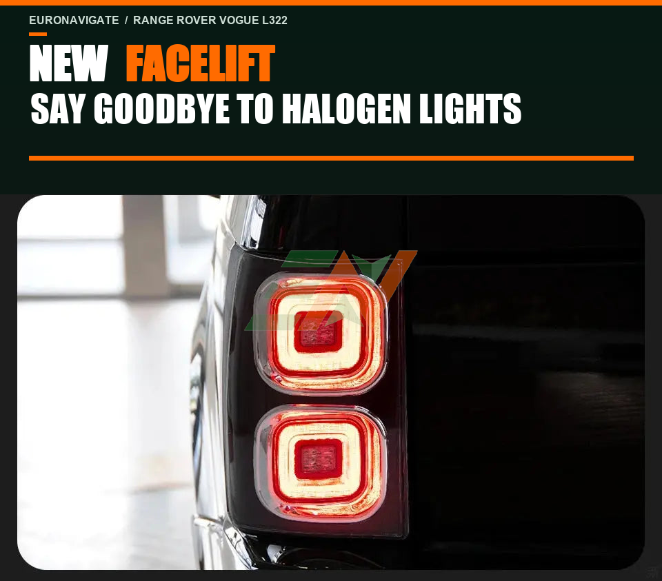 Vehicle Headlamp Plug And Play Upgrade Replacement Range Rover Vogue L322 taillight upgrade with Defender Style LED taillights