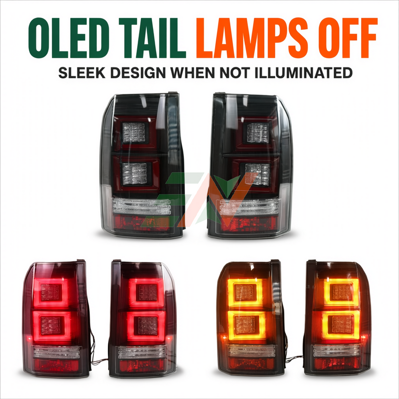 Vehicle headlamp upgrade replacement for Land Rover Discovery 4 OLED tail lamps with dynamic OLED design