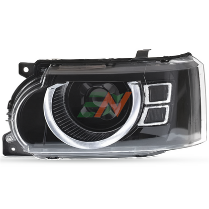 Vehicle headlamp replacement for Range Rover Vogue L322 with Defender design headlights and DRLs