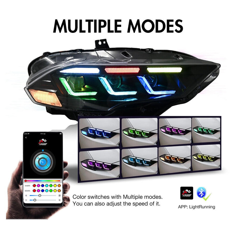 Faros secuenciales LED de triple haz para Ford Mustang